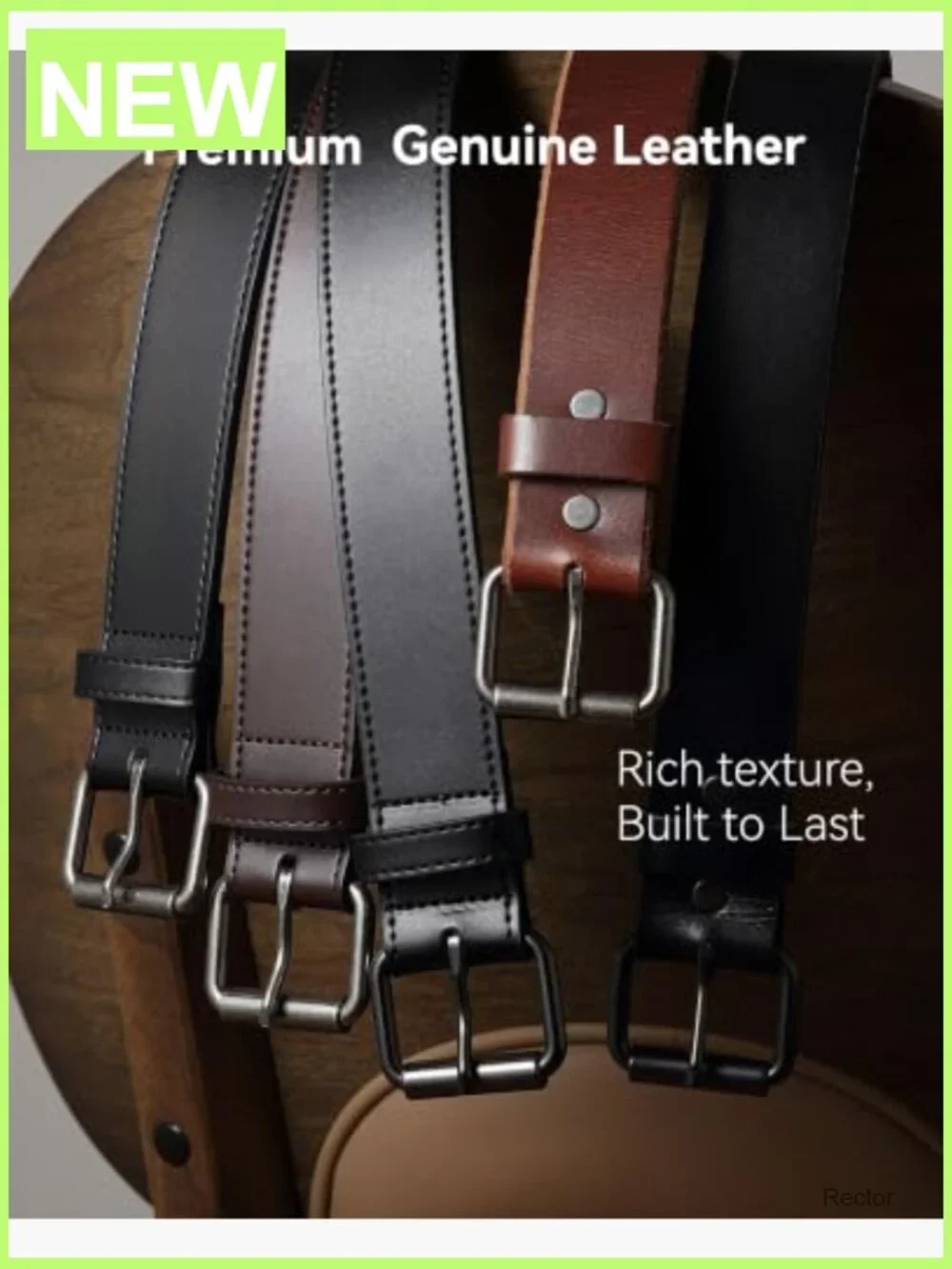 Genuine Leather Work Belt - Heavy Duty 1.5 in, Solid Buckle